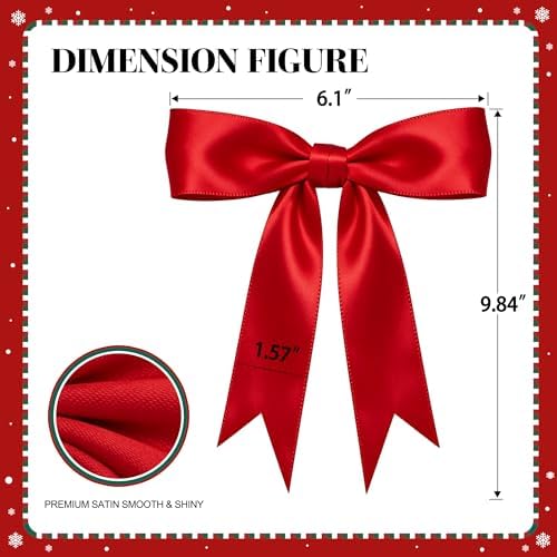 2 Strings Red Bow Garland Banner Decorations, Christmas Tree Decorations - Image 4