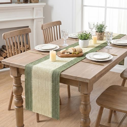 Artoid Mode Dark Green Farmhouse Rustic Paper Braided Table Runner, Seasonal Christmas Woven Kitchen Dining Table Decoration for Home Party Decor 12x48 Inch - Image 5