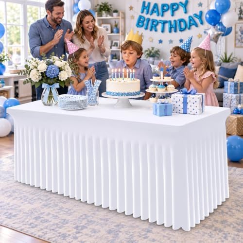 Smiry Spandex Elastic Fitted Table Cloth Skirt for 8FT Rectangle Table - Image 6