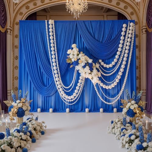 10ft x 10ft Wrinkle Free Royal Blue Backdrop Curtain for Parties, 2 Panels 5x10ft Silky Polyester Blue Photo Backdrop Drapes for Weddings Birthday Party Photography Background - Image 3