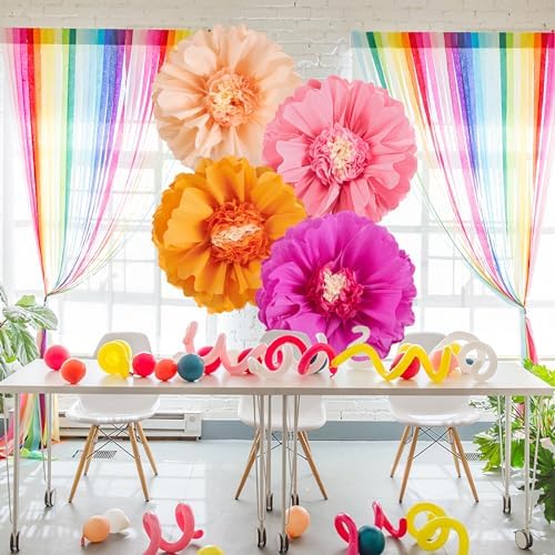 SUNBEAUTY Large Paper Flowers Decorations 4PCS 20'' Pink Orange Giant Paper Flowers Large Crepe Tissue Flower Decorations for Girls Women Birthday Baby Shower Spring Summer Wedding Wall Decor - Image 6