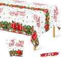 QZYL 2 Pack Christmas Tablecloths, 54" x 108" Xmas Plastic Table Cloth, Poinsettia Holly Bells Design Holiday Disposable Tablecover Rectangle Tablecloth, Christmas Decor Holiday Table Decorations by QZYL