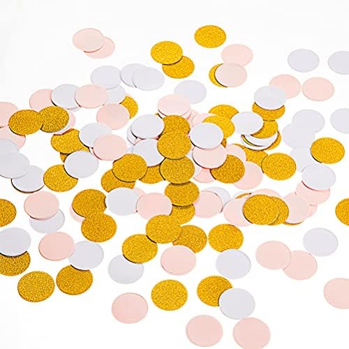 MOWO Confetti Circles, Glitter Gold Pink and White Mix, 1.2", 200pc by MOWO