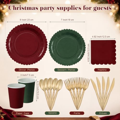 Zhehao 350 Pcs Christmas Plates and Napkins Party Supplies - Image 3