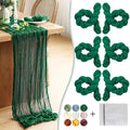 Dark Green Cheesecloth Table Runner 6 Pack 35" Boho Gauze 120 inches Long Runner Rustic Sheer Fabric Bulk for Baby Shower Wedding Bridal Birthday Party Table Decorations by Waligoy