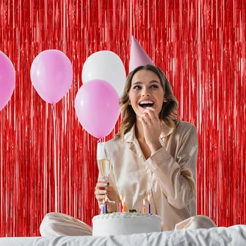 ZATAYE 4 Pack Red Valentines Christmas Foil Curtain Streamer Decorations - Image 5