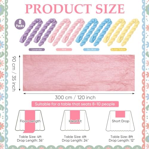 8 Pcs Pastel Cheesecloth Table Runner 118" Cloth Runner - Image 2