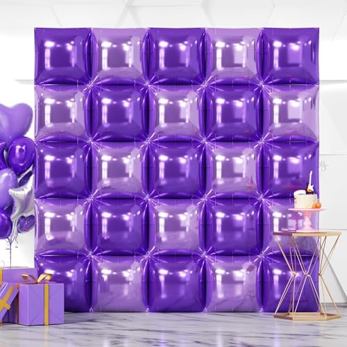 NISOCY 25PCS Purple and Light Purple Square Foil Balloons Wall Backdrop by NISOCY