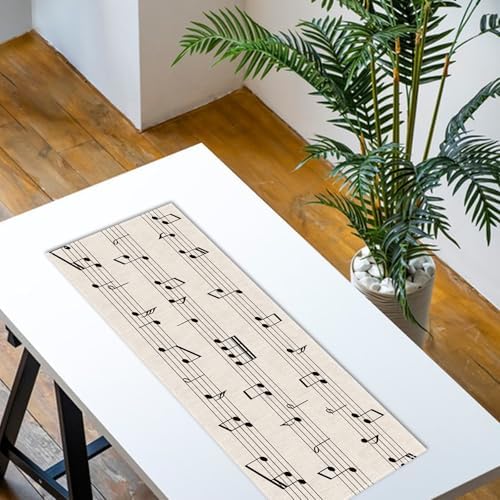 Vintage Music Sheets Dining Table Runner, Retro Musical Notes Staff - Image 4