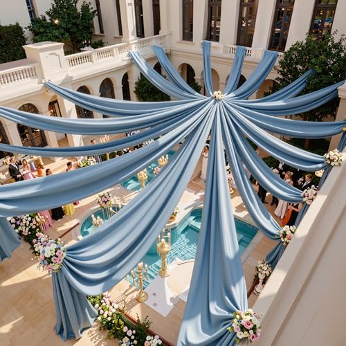 10 Panels 5ft(W) x 20ft(L) Dusty Blue Ceiling Drapes for Wedding Parties by PartyVillage