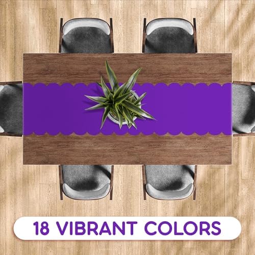 Purple Scallop Table Runner, Disposable Plastic, 5 Pack, 14x108in - Image 4