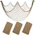 3 Pack Fish Net Decorations, 80x40 Inch Brown Decorative Fishing Nets Decor by iHansee