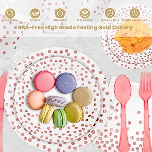 AIRE Rose Gold Paper Plates Set, 350PCS Disposable Dinnerware for 50 Guests - Image 3