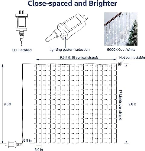 Lepro Lighting Ever 306 LED Curtain Lights Cool White, Hanging Fairy Lights - Image 6