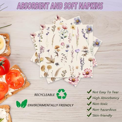 72Pcs Fall Wildflower Plates and Napkins, Floral Birthday Party Supplies Autumn Wildflower Paper Plates and Napkins Forks Tableware Decorations for Fall Picnic Tea Party Baby Shower Birthday, Serve 24 - Image 4