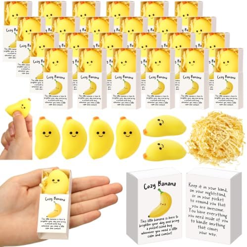 24 Sets Banana Positive Gifts Pocket Hug Party Favors by Wettarn