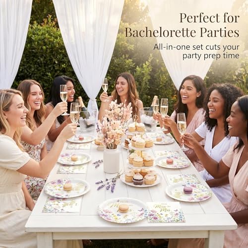 50 Pcs Miss to Mrs Plates and Napkins Set, 7 Inch Bridal Shower Supplies - Image 6
