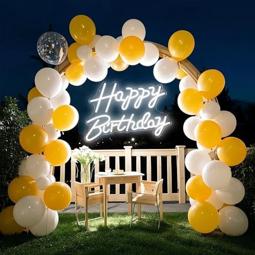 Happy Birthday Neon Signs for Party Decor Dimmable LED Birthday Neon Light for Wall Decor Light Up Happy Birthday Led Signs for Backdrop Birthday Any Ages Bday Celebration Decoration, White - Image 2