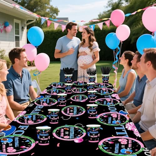 170Pcs Football Gender Reveal Football or Pom Poms Decorations Serves 24 - Image 5