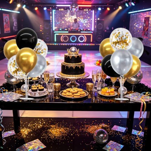 TONIFUL 4 Set Black Gold Silver Balloon Stand Balloon Centerpiece for Table - Image 6