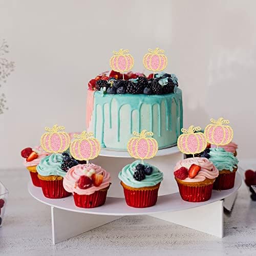 24Pcs Pink Pumpkin Cupcake Toppers Girl Baby Shower Decorations Pumpkin Birthday Decorations Cupcake Picks Pumpkin Gender Reveal Cupcake Toppers Party Supplies - Image 5