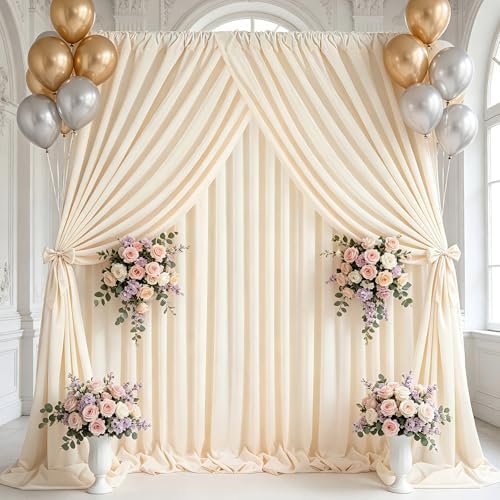 Beige Backdrop Curtains 10ftx8ft Wedding Polyester Photo Drapes - Image 6