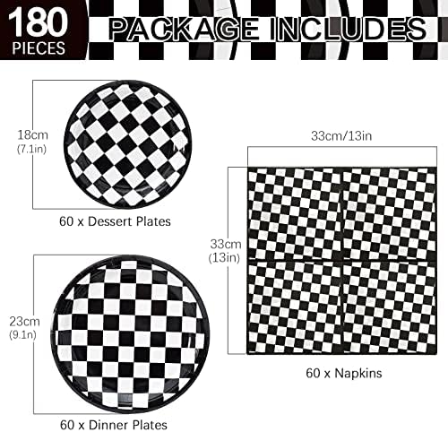 180Pcs Race Car Party Supplies Paper Plates and Napkins Serve 60 - Image 2