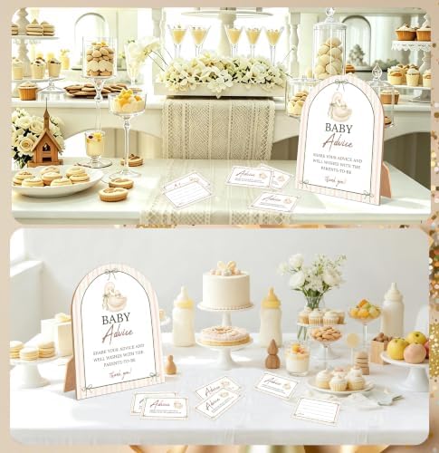 Goose Baby Shower Games, Vintage Goose Advice For Parents To Be, 6x8 Inch Arch Wooden Sign With Stand And 50 Advice Cards, Gender Reveal Party Supplies & Decorations -LN04 - Image 5