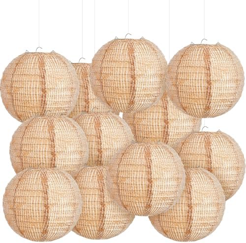 Hortsun 12 Pcs Print Burlap Paper Lanterns Classroom Decor,10 Inch by Hortsun