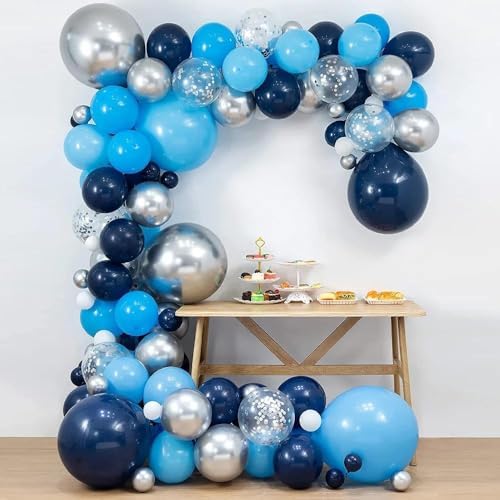Blue Silver Balloons, 50 Pcs Navy Blue for Boy Birthday Party Decorations - Image 4