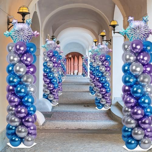 2 Sets Snow Balloon Column Stand Adjustable Winter Wonderland Balloon Decor - Image 5