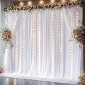 20 x 10ft White Backdrop Curtains with Lights String for Party by PartyTalk