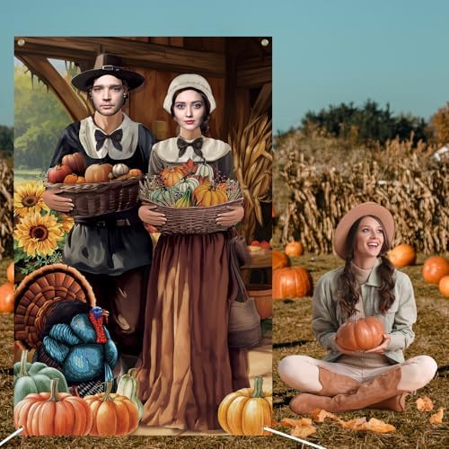 Lunmon 6x4 ft Halloween Backdrop Thanksgiving Face Cutout Holes - Image 4
