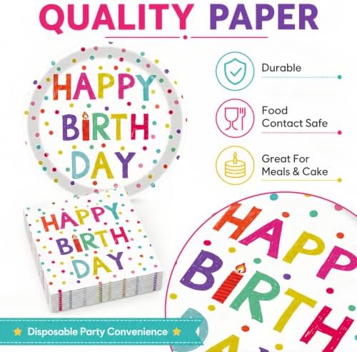 40 Pcs Birthday Plates and Napkins Set, Large 9 Inch Party Plates - Image 4
