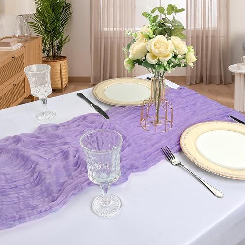6 Pack 10Ft Lavender Purple Cheesecloth Table Runner 23 x 120 Inch - Image 6