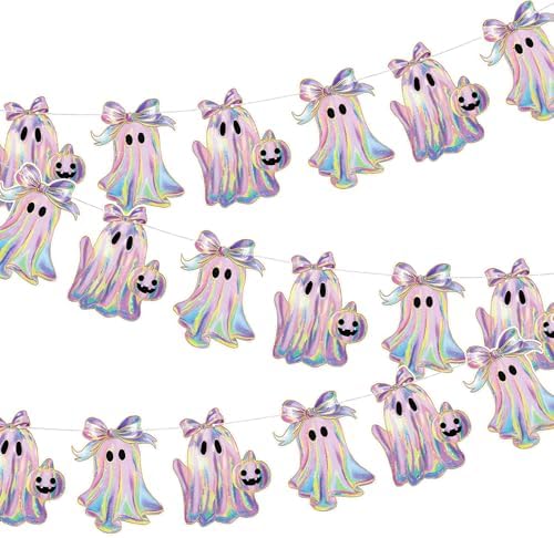 Oudain 2 Pack Halloween Ghost Garland 6.56 ft Iridescent Ghost Decor by Oudain