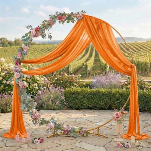 Pack of 1 Wedding Arch Drape Panel Fabric 30" x 75ft - Orange - Image 3