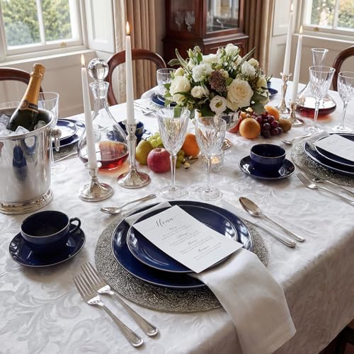 KIRE 200PCS Blue Plastic Plates with Silver Rim - Navy Blue Plastic Plates Include 100 Dinner & Dessert Plate - Heavy Duty Dark Blue Disposable Plate for Wedding/Parties/Christmas/Hanukkah - Image 4