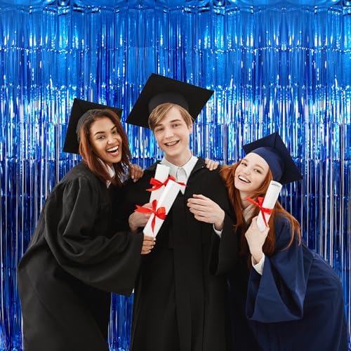 GOER 3.2 ft x 9.8 ft Metallic Tinsel Foil Fringe Curtains Party Photo Backdrop Party Streamers for Birthday,Graduation,New Year Eve Decorations Wedding Decor (4 Packs,Navy) - Image 4