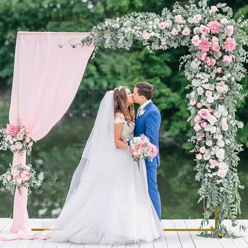 Wokceer Square Backdrop Stand Gold Metal Wedding Arch Stand 6.6FT x 6.6FT - Image 4