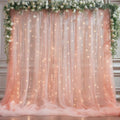 10x10ft Peach Tulle Backdrop Curtain with Lights String for Parites, Sheer Photo Backdrop Curtains with Lights for Wedding Backdrop Ceremony Reception Bridal Shower Baby Shower Birthday Party by PartyTalk