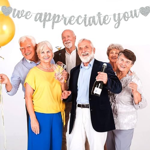 BEISHIDA Silver We Appreciate You Banner - No DIY Employee Appreciation for Office Party Decorations - Thank You for Employee, Teacher, Doctor, Nurse, Staff - Image 6