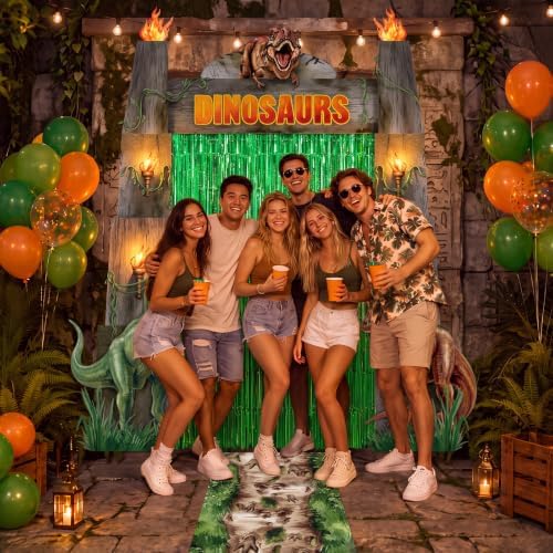 VitalCozy 7 Pcs Dinosaur Party Decorations Jurassic Porch Entryway Backdrop - Image 6