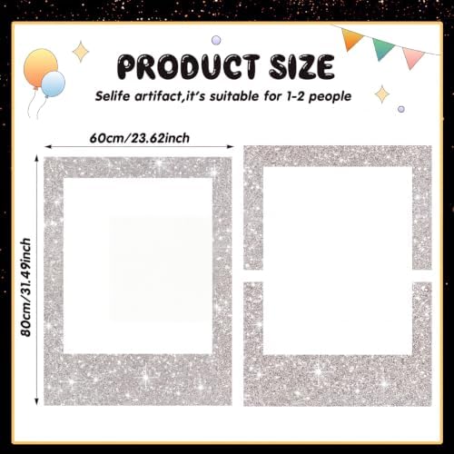 Beeveer 32 x 24 in Large Photo Booth Selfie Frame Props, Silver Vertical - Image 2