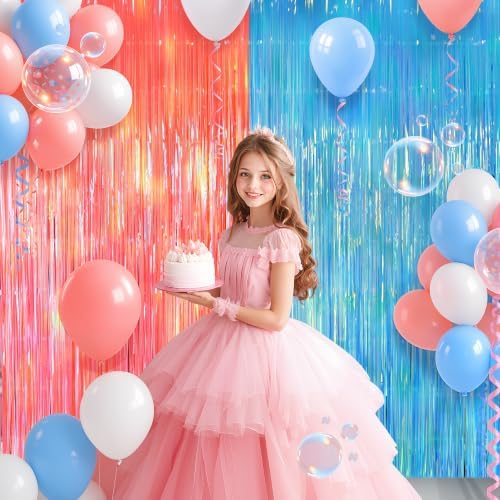 2 Pack Blue & Orange Party Decorations, 3.3 x 8.2 ft Fringe Backdrop - Image 3