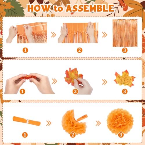Burgundy Orange Gold Thanksgiving Decorations for Fall with Maple Leaves - Image 4
