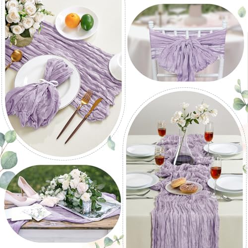 6 Pack Purple Cheesecloth Table Runner 35×120 Inch Boho Gauze Home Decor - Image 6