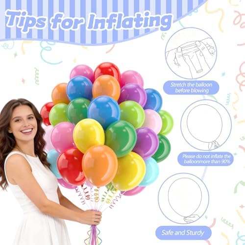 160 Pack Latex Balloons 12 Inch Rainbow Balloons 10 Kinds Colors Multicolor Bulk Balloons for Birthday Baby Shower Wedding Family Party - Image 4
