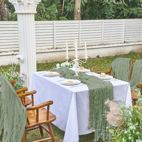 10 Pack Sage Green Cheesecloth Table Runner for Birthday Party Home Decor - Image 6