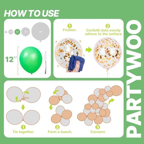 PartyWoo Green Balloons 66pcs 12 Inch Lime Emerald Hunter Forest Balloons - Image 5